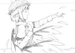  animal_ears closed_eyes eyes_closed hand_on_own_chest hand_to_chest hat monochrome mystia_lorelei outstretched_hand profile short_hair singing solo touhou vent_arbre wings 