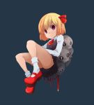  blonde_hair blood candle hovering mary_janes red_eyes ribbon rumia shoes short_hair simple_background skull solo the_embodiment_of_scarlet_devil touhou uni_mate youkai 