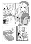  braid bunny_ears comic hairband hat high_res highres kemonomimi konpaku_youmu konpaku_youmu_(ghost) long_hair monochrome necktie nurse_cap reisen_udongein_inaba short_hair skirt touhou translated translation_request usamimi yagokoro_eirin yoekosukii 