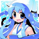  blue_hair dress hat ikamusume long_hair mogumogu_mole mogura_(susutake) shinryaku!_ikamusume tentacle_hair 