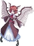  alternate_costume animal_ears ascot dress hair_ornament hairclip head_wings lowres mystia_lorelei pink_hair pixel_art solo touhou transparent_background unk_kyouso wings 
