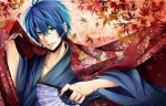  blue_eyes blue_hair fan hiya_(addict) kaito kimono male smile tagme vocaloid 