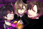  2boys alternate_costume alvin_(tales_of_xillia) animal_ears bberry black_hair brown_eyes brown_hair cookie creature earrings eating elise_lutas elise_lutus fang food green_eyes halloween hat jewelry jude_mathis kemonomimi_mode lantern multiple_boys short_hair smile tales_of_(series) tales_of_xillia tipo_(xillia) tippo vampire wolf_ears yellow_eyes 