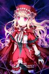  blonde_hair cinia_pacifica cloak dress drill_hair empty_eyes flower frills gathers hat leg_garter lolita_fashion long_hair lowres pink_eyes ribbon rose ruffles sinia solo sword_girls wrist_cuffs 