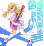  :p arm_warmers blonde_hair blue_eyes guitar instrument iro_(waterloafer) long_hair oldschool oozora_hibari plectrum smile solo stop!_hibari-kun sweat thigh-highs thighhighs title_drop tongue white_legwear wink 