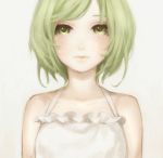  bare_shoulders face green_eyes green_hair gumi kijin portrait short_hair simple_background solo vocaloid 