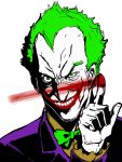  blood bowtie clown dc_comics eroquis green_hair grin makeup male smile solo the_joker 