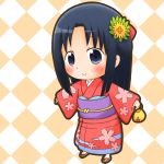  black_hair bow child fan hanamaru_youchien hinagiku_(hanamaru_youchien) hinagiku_(hanamaru_youchien)kimono japanese_clothes kimono manse 