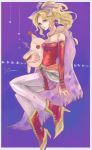  blonde_hair bow cape character_name dissidia_012_final_fantasy dissidia_final_fantasy earrings final_fantasy final_fantasy_vi hair_ribbon highres jewelry long_hair mog moogle pantyhose ponytail purple_eyes purple_legwear ribbon seto_(sepcloud) shoes tina_branford violet_eyes 