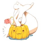  halloween jack-o&#039;-lantern jack-o'-lantern kyubey machico mahou_shoujo_madoka_magica no_humans pumpkin simple_background 