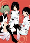  black_hair black_legwear boots character_request dowman_sayman hoshijiro_shizuka kneehighs midorikawa_yuhata shinatose_izana short_hair sidonia_no_kishi sitting thighhighs 