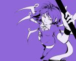  asymmetrical_wings from_above houjuu_nue misopanne monochrome purple purple_background red_eyes short_hair smirk solo spot_color thigh-highs thighhighs touhou wings 
