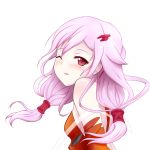  blush detached_sleeves guilty_crown iray long_hair looking_back open_back pink_hair red_eyes twintails wink yuzuriha_inori 