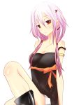  armlet bare_shoulders boots guilty_crown hair_ornament hairclip highres kikyou kikyou_(kiss-shot) long_hair looking_at_viewer pink_hair red_eyes ribbon skirt twintails yuzuriha_inori 