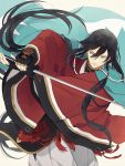  1boy black_hair blue_eyes izumi-no-kami_kanesada japanese_clothes katana long_hair solo sword tko_(mmtmk) touken_ranbu weapon 