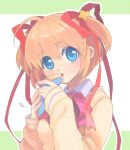  blonde_hair blue_eyes crepe kamikita_komari little_busters!! lizzydom ribbon school_uniform short_hair twintails 