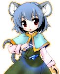  animal_ears capelet dress grey_hair itsuku mouse_ears mouse_tail nazrin open_mouth pendulum red_eyes short_hair solo tail touhou white_background 