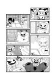  computer hakurei_reimu halloween highres horns ibuki_suika jack-o&#039;-lantern jack-o'-lantern kenjichan252 laptop monochrome pumpkin silent_comic touhou 