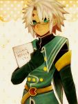  aqua_eyes asta0531 belt bespectacled coat cosplay facial_mark glasses gloves jade_curtiss jade_curtiss_(cosplay) male senel_coolidge smile solo spiked_hair spiky_hair tales_of_(series) tales_of_legendia tales_of_the_abyss tattoo white_hair 
