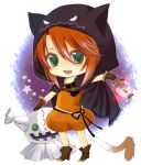  alternate_costume boots cape cat_tail ghost gloves green_eyes halloween hood janne1230 lantern luke_fon_fabre male payot red_hair redhead skirt smile solo tail tales_of_(series) tales_of_the_abyss 