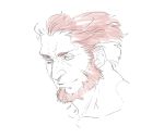  beard facial_hair fate/stay_night fate/zero fate_(series) male monochrome npn red_hair rider_(fate/zero) solo 