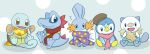  chuu-son clothed_pokemon happy mudkip no_humans oshawott piplup pokemon pokemon_(creature) pokemon_(game) pokemon_black_and_white pokemon_bw pokemon_diamond_and_pearl pokemon_firered_and_leafgreen pokemon_heartgold_and_soulsilver pokemon_ruby_and_sapphire scarf smile squirtle totodile 