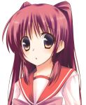  :o blush face kousaka_tamaki kue long_hair looking_at_viewer portrait red_hair redhead school_uniform simple_background solo to_heart_2 twintails yellow_eyes 