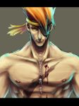  abs adon blood bust collarbone eyepatch fusion headband male mongkhon muscle orange_hair rokuro_(ryvius) sagat scar shirtless solo street_fighter topless translation_request 