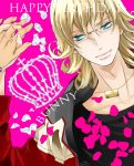  bad_id barnaby_brooks_jr birthday blonde_hair blue_eyes crown gaika glasses jacket jewelry male necklace petals red_jacket solo tiger_&amp;_bunny 