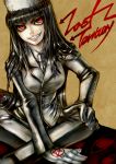  alucard_(hellsing) black_hair breasts fur_hat genderswap girlycard gloves hat hellsing hellsing:_the_dawn long_hair necktie red_eyes solo vampire 