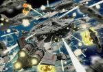  basestar battle battlestar_galactica cloud cylon earth epic explosion fleet iwasan oldschool photorealistic planet raider_(spacecraft) science_fiction space space_craft starfighter viper_(spacecraft) 