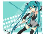  blue_eyes blue_hair hatsune_miku microphone simple_background twintails vocaloid 