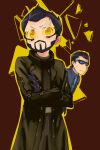  :&lt; adam_jensen beard blue_eyes blush brown_hair can&#039;t_be_this_cute can't_be_this_cute coat crossed_arms cyberpunk cyborg deus_ex deus_ex:_human_revolution facial_hair glasses gloves goatee jc_denton mitaknight multiple_boys science_fiction short_hair sunglasses trench_coat yellow_eyes 