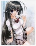  blush kanokon licking minamoto_chizuru popsicle school_uniform skirt 