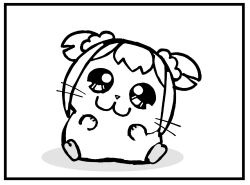  :3 animal animal_focus animalization bkub closed_mouth full_body greyscale hamster highres looking_at_viewer monochrome no_humans poptepipic popuko short_hair short_twintails simple_background sitting twintails whiskers white_background 
