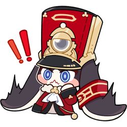  ! blue_eyes blush_stickers chibi chibi_only commentary english_commentary hand_up hat honkai:_star_rail honkai_(series) no_humans official_art pom-pom_(honkai:_star_rail) ringed_eyes solo surprised transparent_background trembling wavy_mouth 