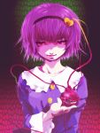  bust creepy hairband komeiji_satori kuruwa_(artist) purple_hair red_eyes short_hair smirk solo stare teoshiguruma third_eye touhou 