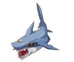  eiri_(eirri) extra_eyes fins multiple_eyes no_humans pokemon pokemon_(creature) shark sharpedo simple_background solo teeth white_background 