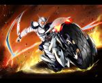  antenna arm_blade blade dutch_angle henshin highres k_tsukumo kamen_rider kamen_rider_double kamen_rider_w motor_vehicle motorcycle vehicle weapon 