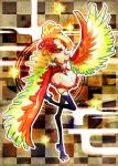  cleavage dress duplicate harpy ho-oh kantarou_(8kan) personification pokemon red_eyes red_hair redhead wings 