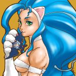  bat blue_eyes blue_hair capcom cat_ears cravat darkstalkers demitri_maximoff fang fangs felicia fur green_eyes long_hair neckerchief paws sho-sk transformation vampire vampire_(game) 