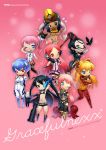  6+girls bayonetta bayonetta_(character) bird black_rock_shooter black_rock_shooter_(character) blue_eyes blue_hair chibi crossover earmuffs evangelion:_2.0_you_can_(not)_advance final_fantasy final_fantasy_xiii headphones megurine_luka menace mhk_(mechamania) mhk_(pixiv) midriff miki_(vocaloid) multiple_girls neon_genesis_evangelion pink_hair plugsuit queen&#039;s_blade rebuild_of_evangelion red_eyes serah_farron sf-a2_miki shikinami_asuka_langley souryuu_asuka_langley striped test_plugsuit underboob violet_eyes vocaloid 