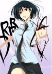  between_breasts black_hair bob_cut breasts durarara!! glasses large_breasts necktie red_eyes sayo_(mutuha) short_hair solo sonohara_anri 