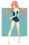  bad_id blue_eyes legs long_hair madoka_(m-kuri) one-piece_swimsuit original red_hair redhead school_swimsuit solo swimsuit twintails 