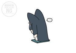  ... 1girl absurdres animal_ears black_hair chibi commentary_request fox_ears fox_girl from_behind full_body highres hoshimi_miyabi long_hair shinonome_nashi shirt simple_background solo speech_bubble white_background white_shirt zenless_zone_zero 