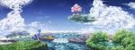  cherry_blossoms cirno cloud fog forest gensoukyou highres landscape mountain nature saigyou_ayakashi same_2009 scenery sky touhou water waterfall whale 