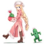  blonde_hair blue_eyes boots braid cactus final_fantasy final_fantasy_tactics hat knee_boots legs long_hair mizuzono orator_(fft) plant potted_plant sabotender side_slit thighs very_long_hair 