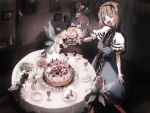  birthday blonde_hair cake capelet character_doll creepy doll dress empty_eyes food hairband hakurei_reimu hourai_doll kirisame_marisa knife lonely nail nyararuto open_mouth pastry shanghai shanghai_doll table touhou translated witch yandere 