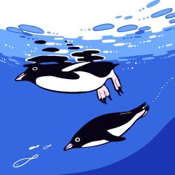  animal_focus bird fish from_side no_humans ocean original penguin signature sonota_(osakanafish04) swimming talons underwater water 