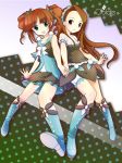  brown_eyes brown_hair green_eyes idolmaster idolmaster_2 kusakabe_rei long_hair minase_iori perspective takatsuki_yayoi twintails 